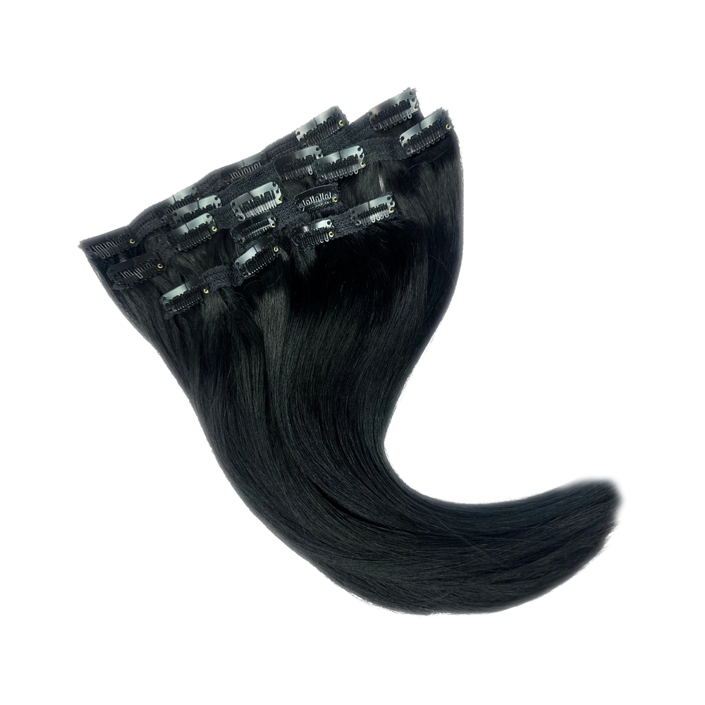 14” clip-on 100% human hair #Negro