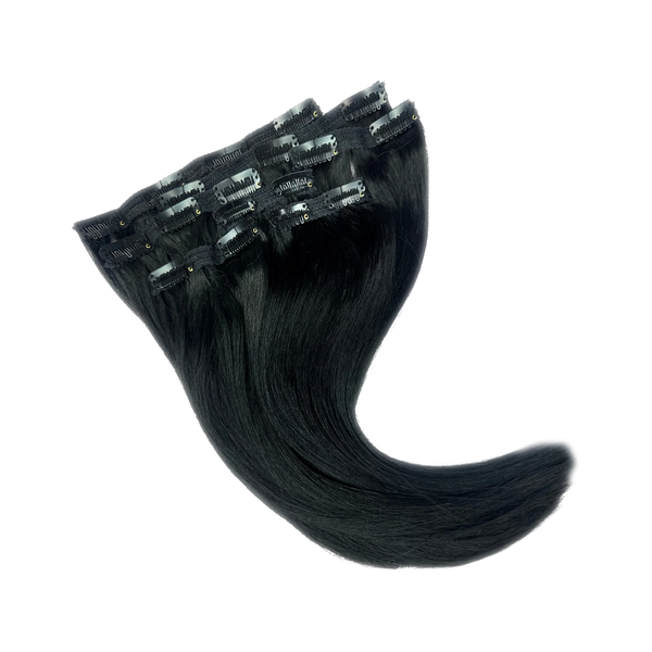 14” clip-on 100% human hair #Negro