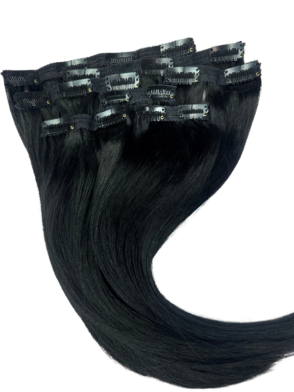 14” clip-on 100% human hair #Negro