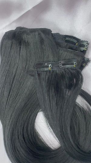 14” clip-on 100% human hair #Negro